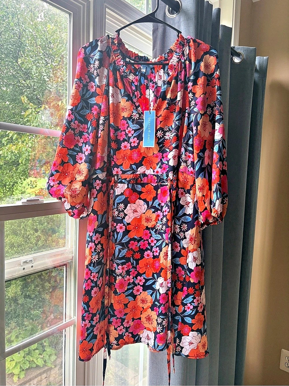 Draper James Floral Mini Dress in Blue & Red Size XL NWT